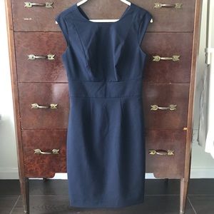 Elegant Express navy tailored cap sleeve dress